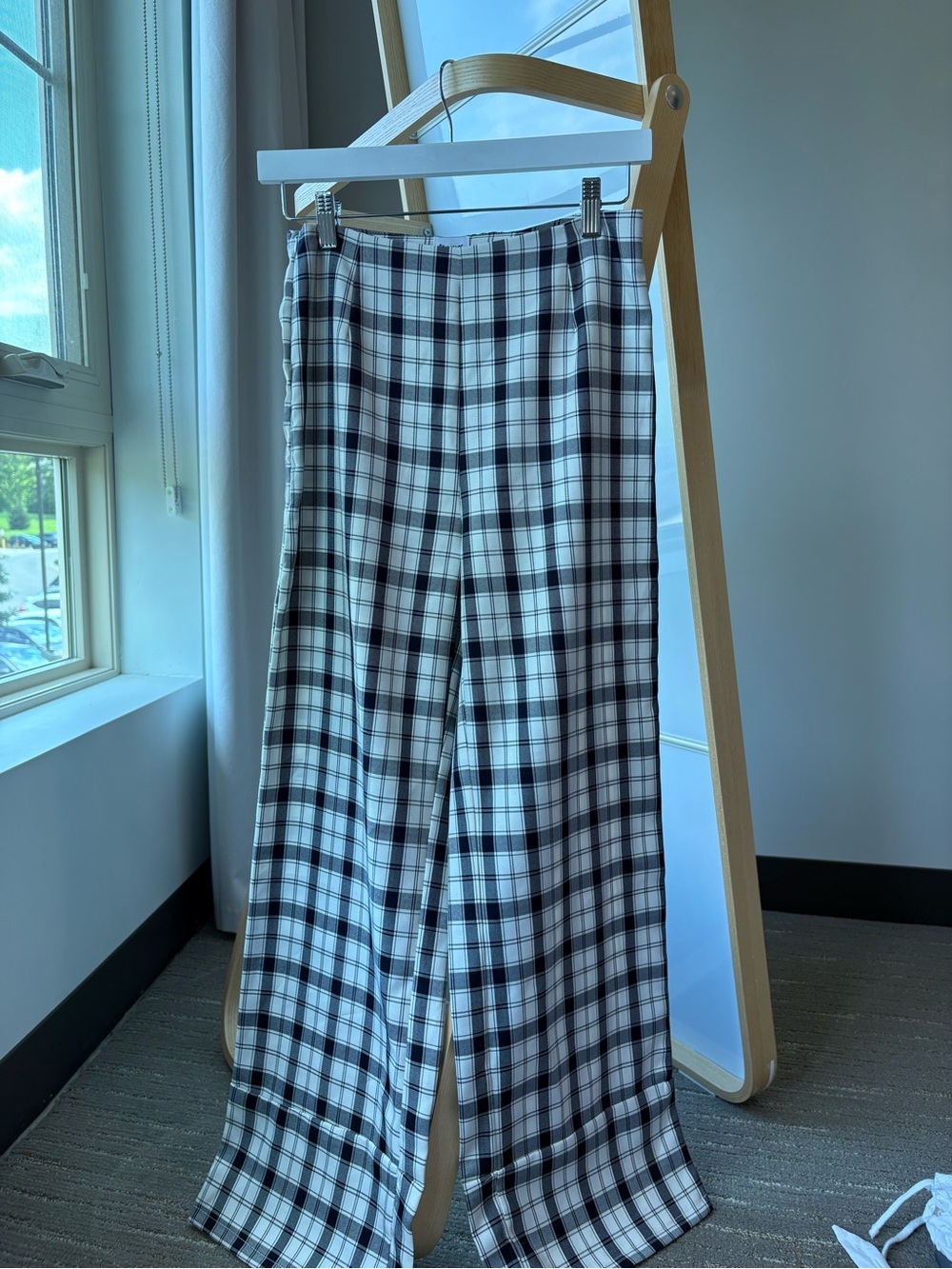 Princess Polly Black & White Plaid Wide-Leg Pants